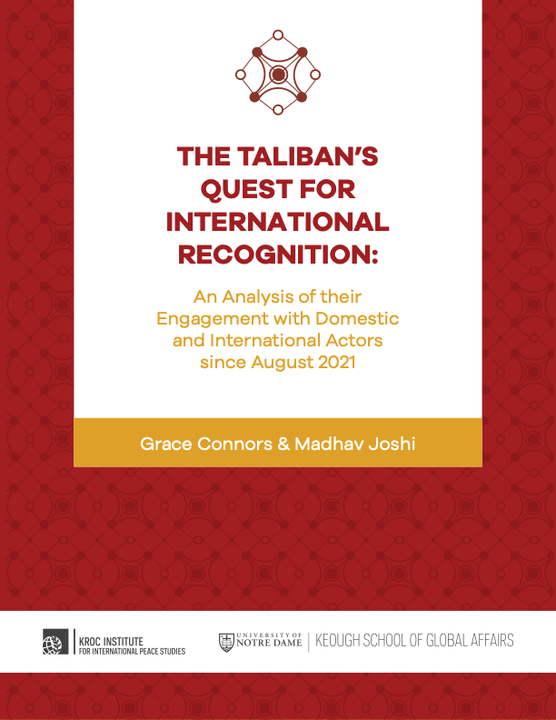 "The Taliban's Quest for International Recognition: An Analysis of their Engagement with Domestic and International Actors since August 2021" report cover