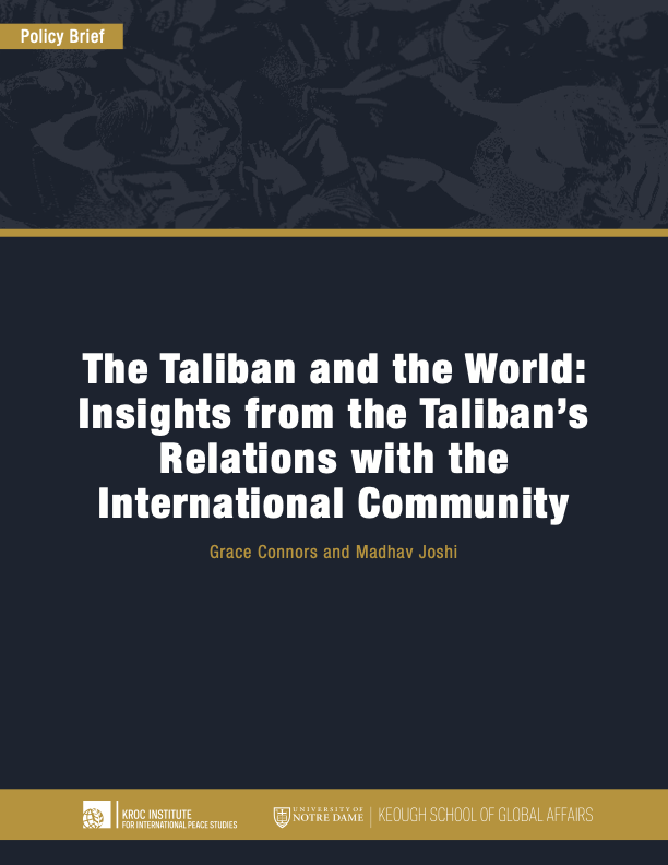 "The Taliban and the World: Insights from the Taliban's Relations with the International Community" policy brief cover